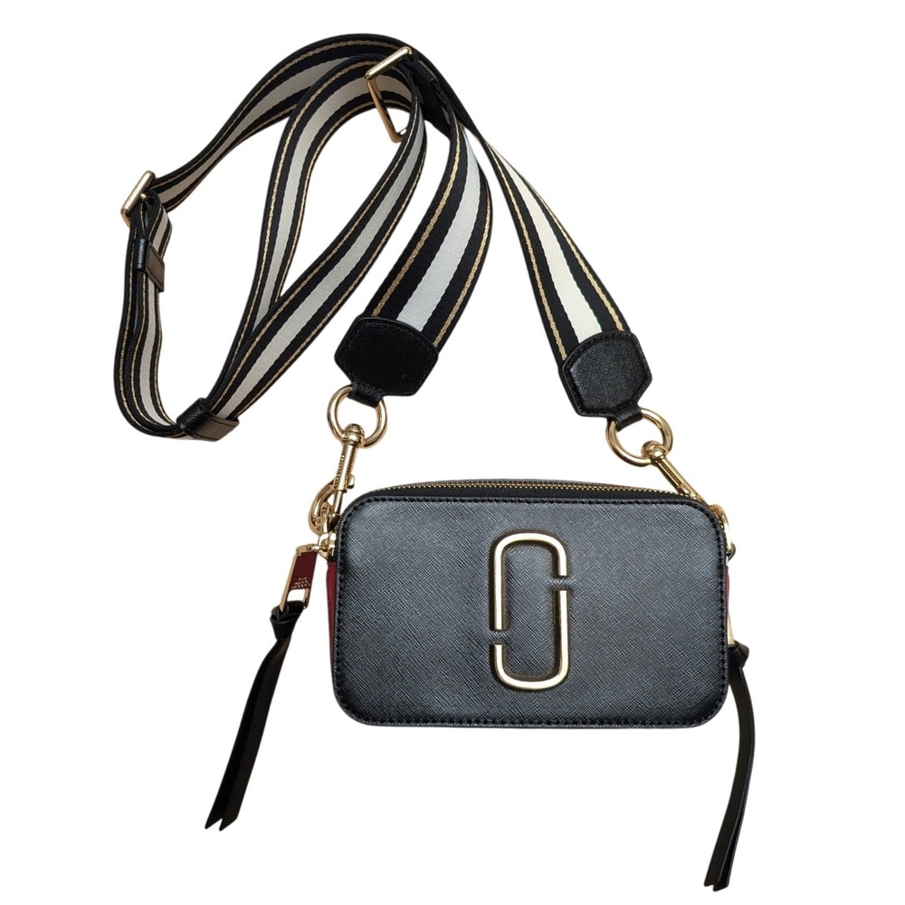 Marc Jacobs Snapshot‎ Camera Bag Black Red Saffiano Leather Crossbody Purse